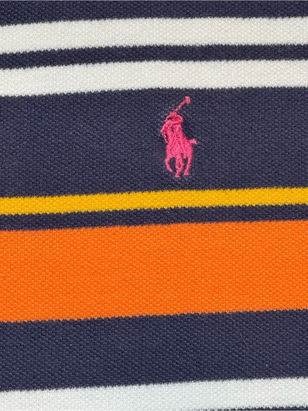 VTG Polo Ralph Lauren Striped Polo Shirt Orange Blue Pink Pony Sz XXL (fits XL)